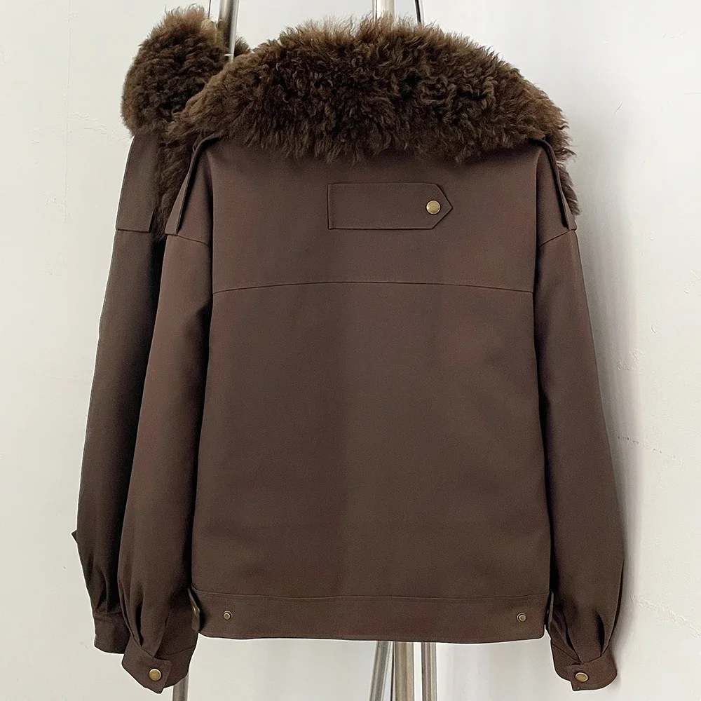 OFTBUY 2026 Neue Winter-Damenjacke mit Echtem Lammfellkragen, Entendaunen-Parka, Warme Pufferjacke, Schicke Modische Freizeitjacke, Oberbekleidung – Detail 13