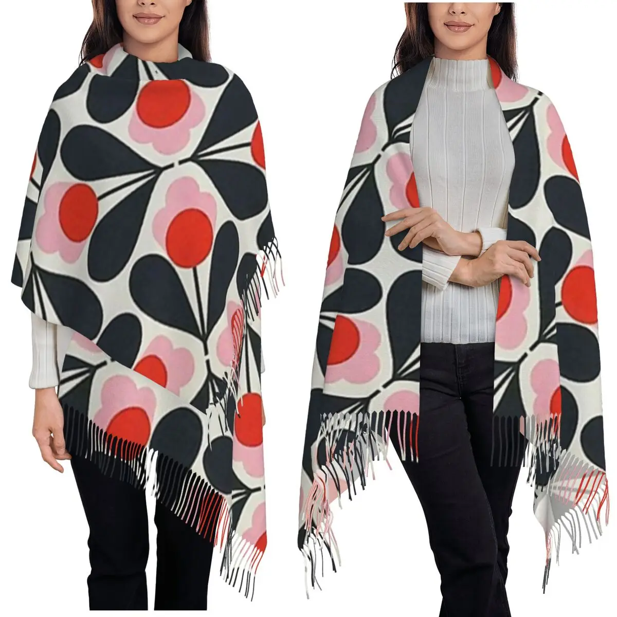ORLA KIELY Scarf Tassel Scarves Women Soft Warm Shawls and Wraps Large Fall Winter Shawl Wrap