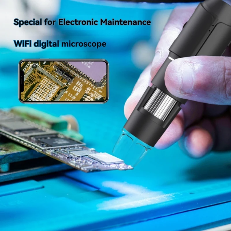 Wifi Digital Microscope 50X-1600X HD Electronic Microscopes With Adjustable Stand 8LED For Android/IOS For Repair