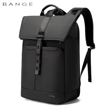 BANGE 남성용 비즈니스 배낭 노트북, 방수 멀티 컴 파트먼트 여행 가방, 남녀공용 블랙 배낭, 15.6 인치