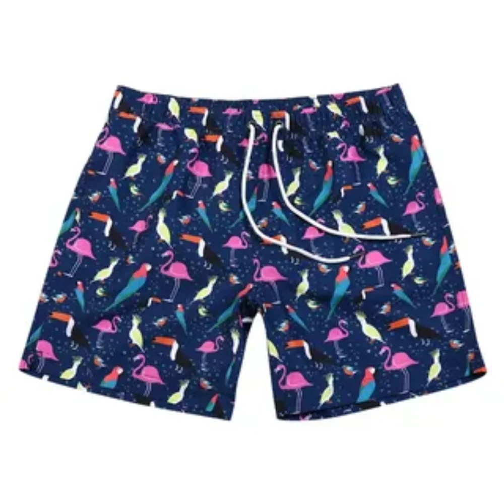 Picture 7: 2025 Men's 3D gradient Flamingo print beach Shorts, fashionable swimwear shorts, quick-drying, stylish and breathable shorts