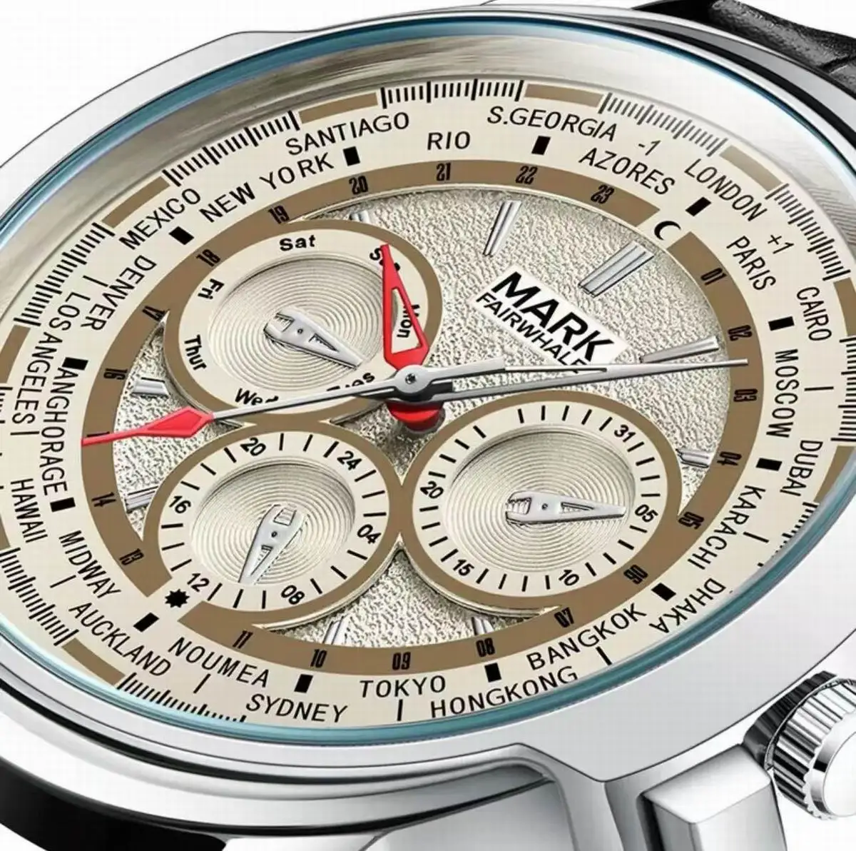 หน้าปัดตกแต่งไม่ทํางานนาฬิกาควอทซ์ผู้ชายสายหนังนาฬิกาข้อมือราคาถูก