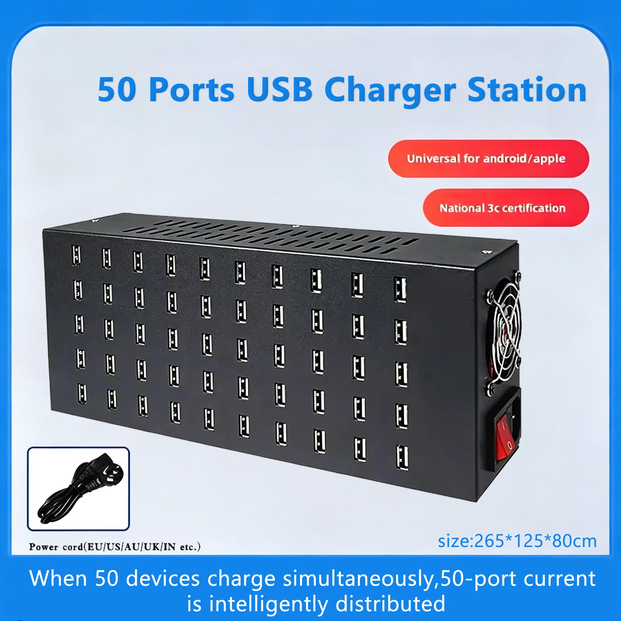 Multiple Ports 50 in 1 USB Charger Station for iPhone Samsung Vivo OPPO Oneplus Mobile Phones
