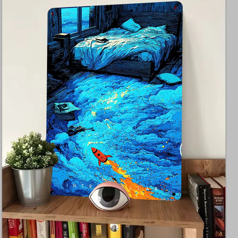 Interstellar Bedroom Theme Iron Painting Abstract Art Home Decor Creative Wall Hanging for Cross Border