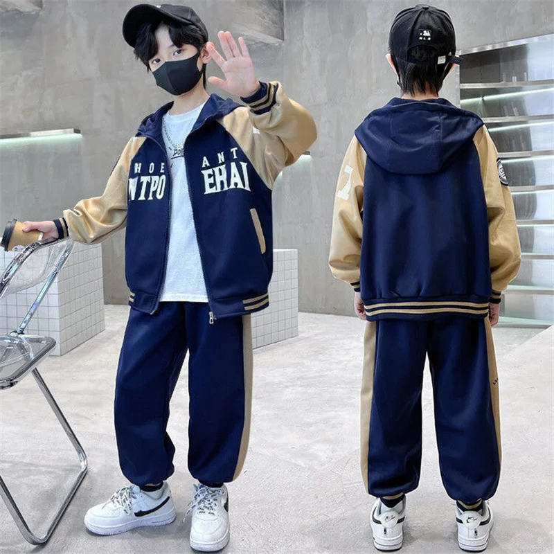 New Boys Sweatshirt Sets 2025 Autumn Hooded Coats+Pants 2Pcs Leisure Sportswear Suits Children Clothing Outfits 5-12 Years
