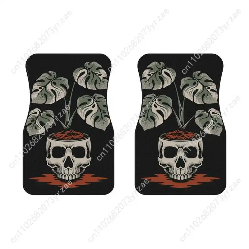 

Skull Planter Monstera 4pcs Universal Floor Mats All-Season Fashionable Auto Interio Absorbent Non-Slip Washable Car Floor Mats