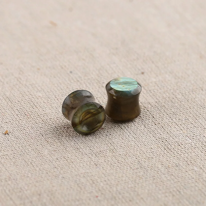B&F Plug Labradorite Earring Beads, Handmade Natural stones beads, Polished Stones for jewelry Making Supplies