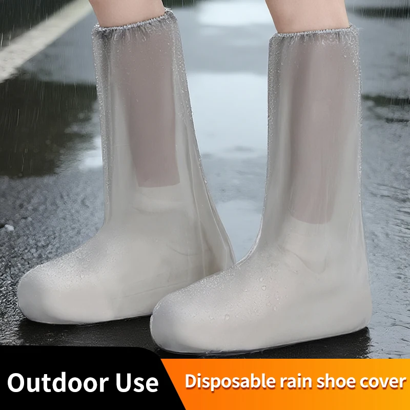 Waterproof Disposable Rain Boot Sleeves Outdoor Shoe Covers Single Pack 6 Pairs Heavy Duty Non Slip