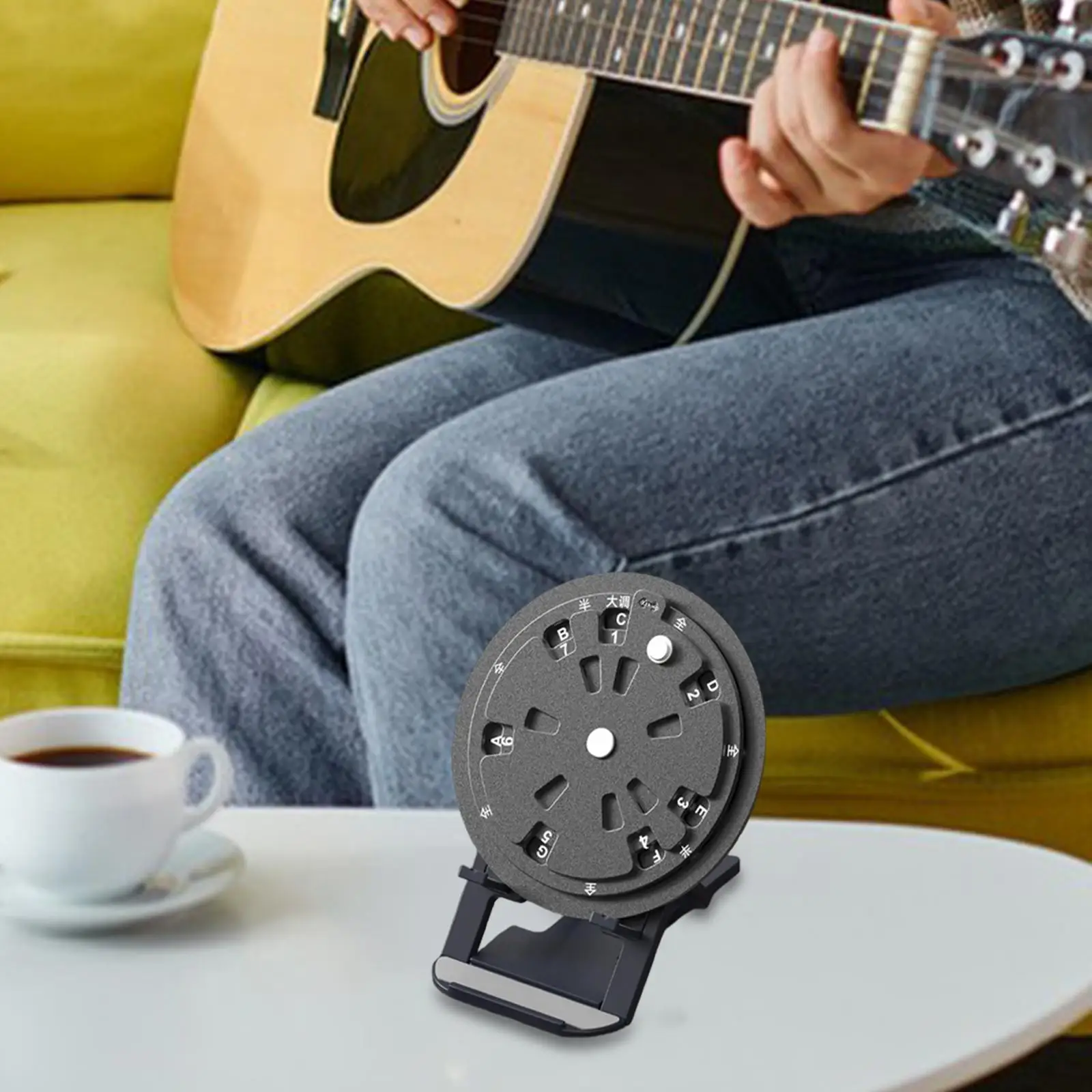 Round Music Melody Tool Aluminum Alloy with Stand Circle of Fifths Wheel Music Transpose Accessories for Bass Songwriters Guitar