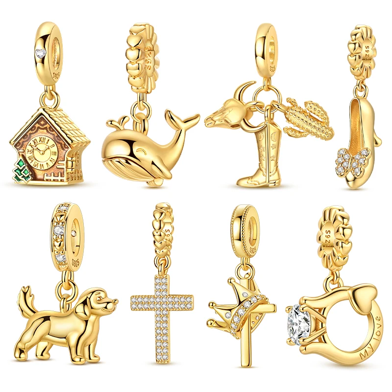 

Gold New in Charms 925 Sterling Silver Openable Whale Charms Bead Fit 3mm Original Bracelet Necklace Women DIY Fine Jewelry Gift