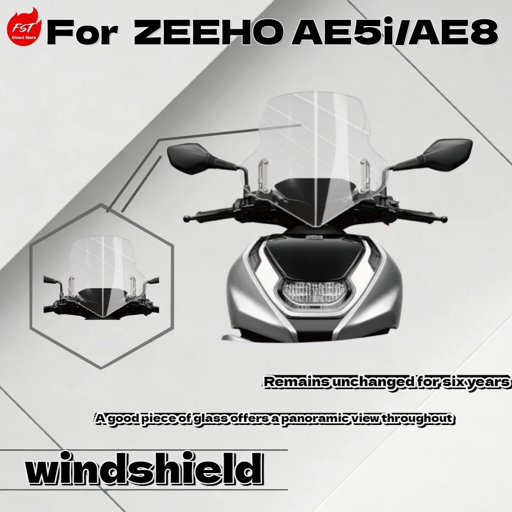 

For ZEEHO AE5i AE8ZEEHO AE5i AE8 Heightened Front Windshield Glass - Durable Protection for Motorcycle