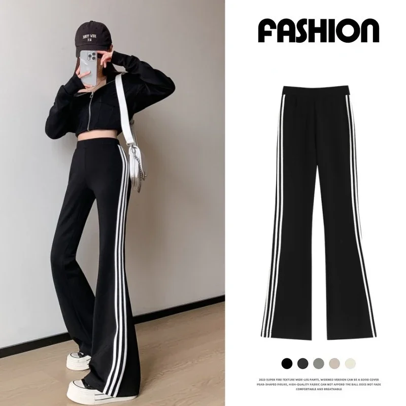 New Spring Summer Women\'s Wide Leg Pants Loose High Waist Casual Trousers Woman Korean Style striped Office Straight Pants