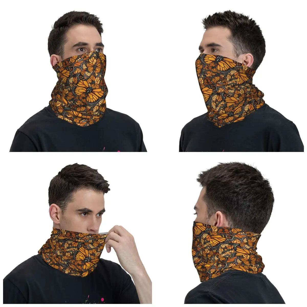 Monarch Butterfly Bandana Neck Cover Printed Balaclavas Magic Scarf Multifunctional Headwear Hiking for Men Women Adult Winter