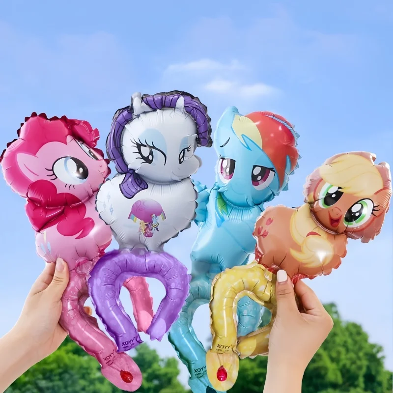 20 piezas My Little Pony tema mano muñeca globo de papel de aluminio Combo Set Pony