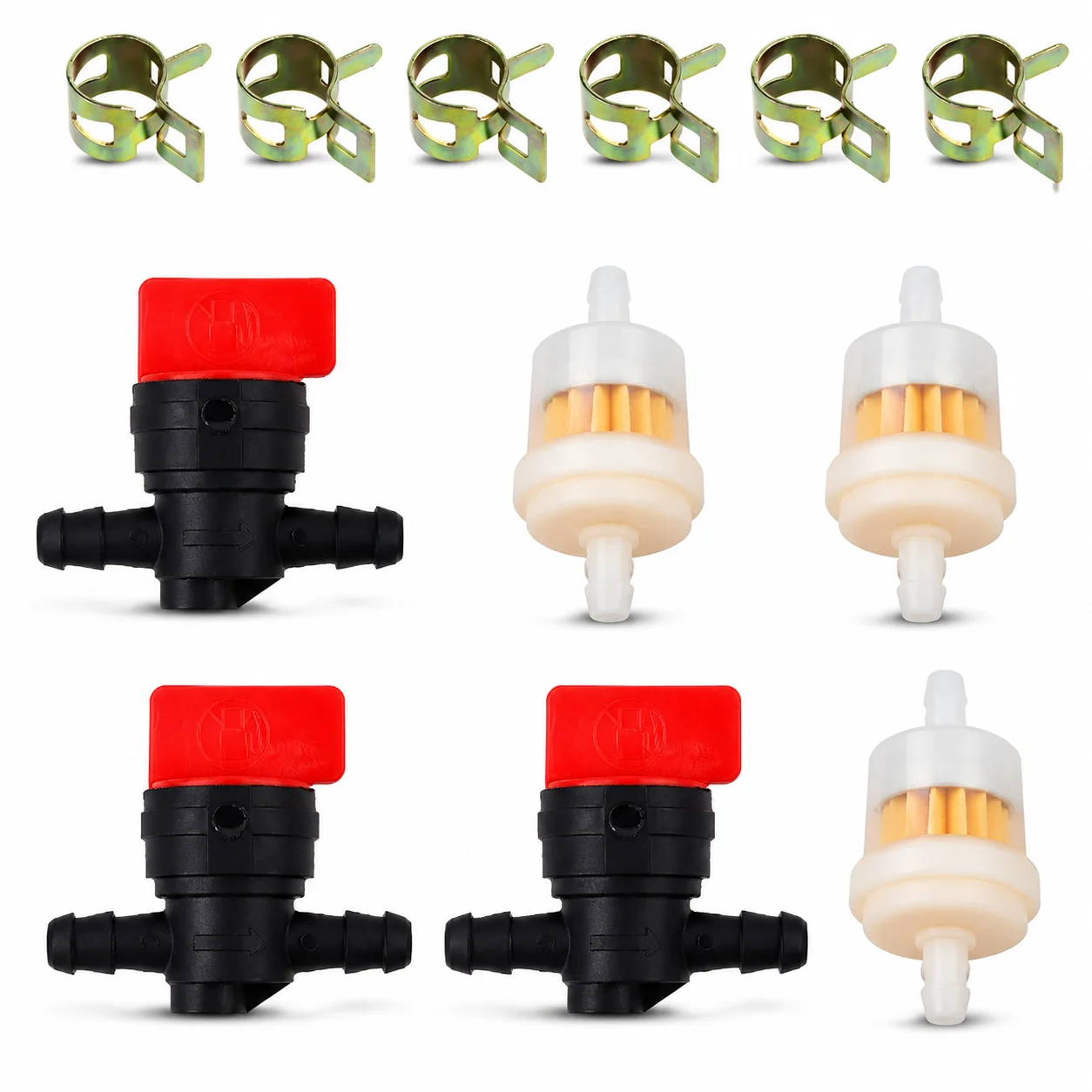 12Pcs Fuel Shut Off Valve Fuel Filter Hose Clamp Kit Replacement for 798650 Petcock Small Engine Parts Garden Tool