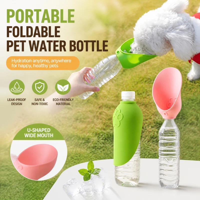 1Pc Portable Foldable Pet Water Bottle Travel Water Dispenser for Dogs Cats Outdoor Drinking Feeder Compatible Replacement