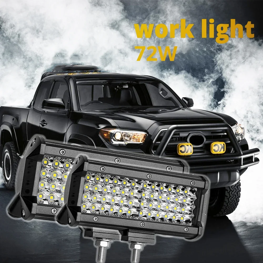 

2Pcs 72W Led Work 3030 SMD Spotlight LED Light Bar for Truck Driving Offroad Boat Car Tractor 4x4 SUV ATV 12V Lamp Retrofitting