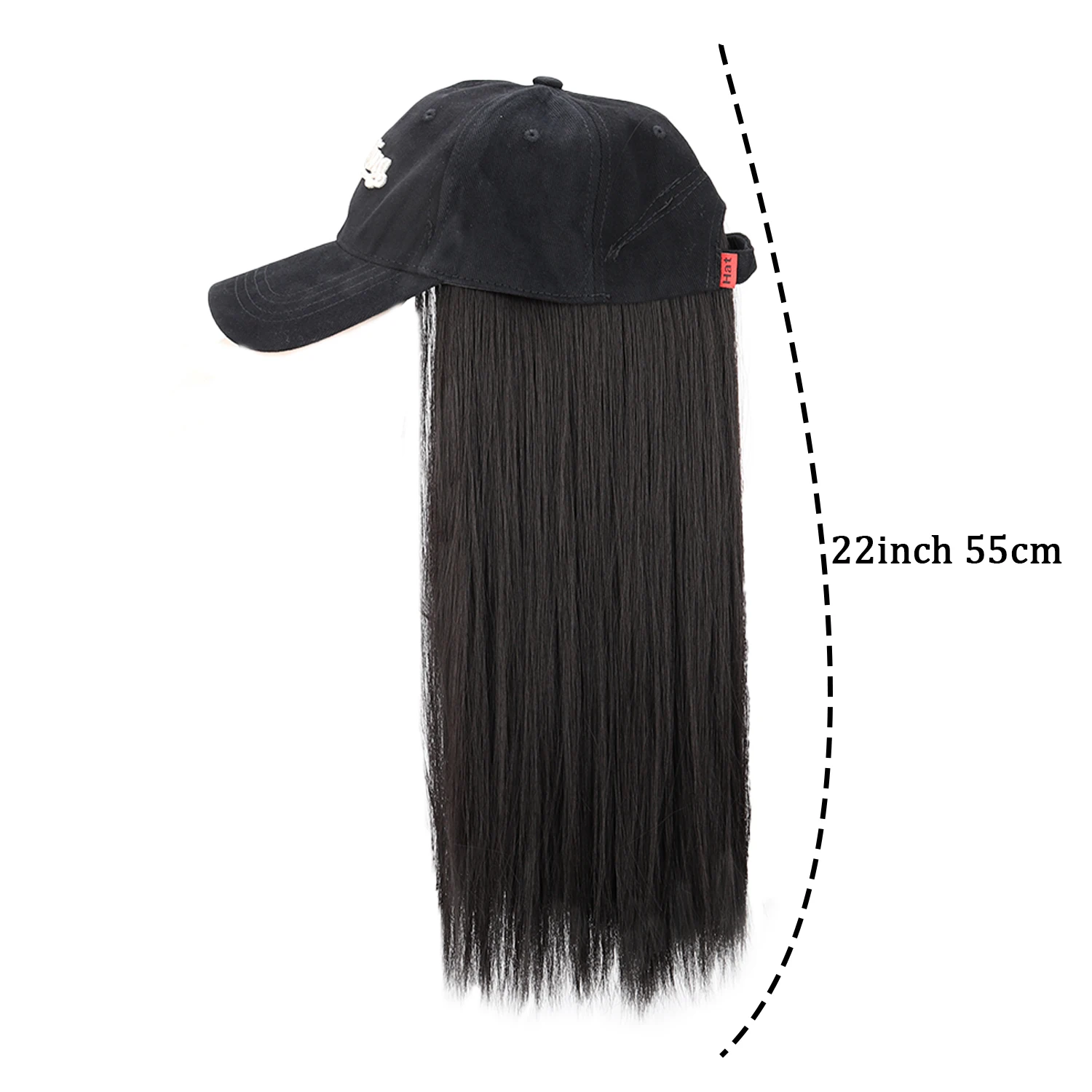 Synthetic High Heat Resistant Material Black Straight Hair Baseball Cap Wig Hat And Wig Naturally Connected Fashion Warm wig