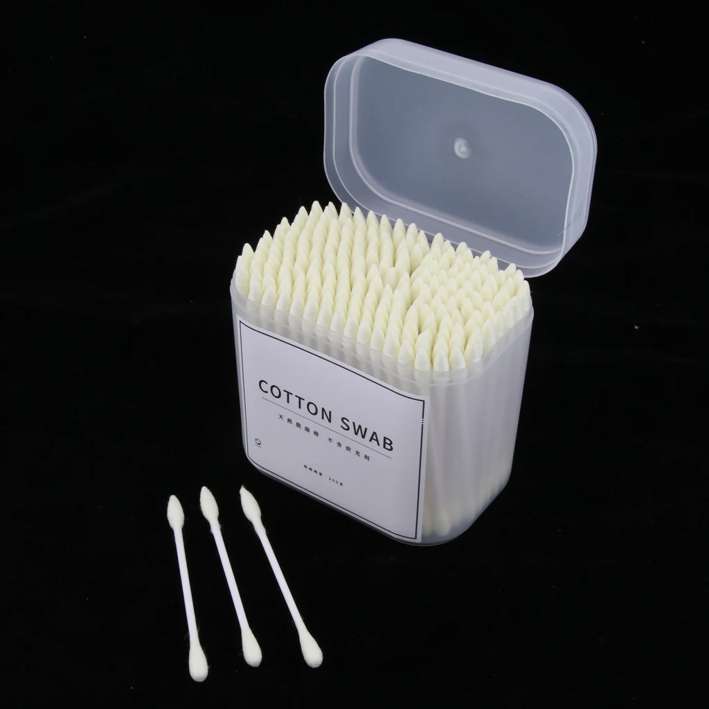 200 Pieces Tight Double Head Buds Makeup Remover Cotton Swab Ear Cleaning Tools Wooden Handle Double