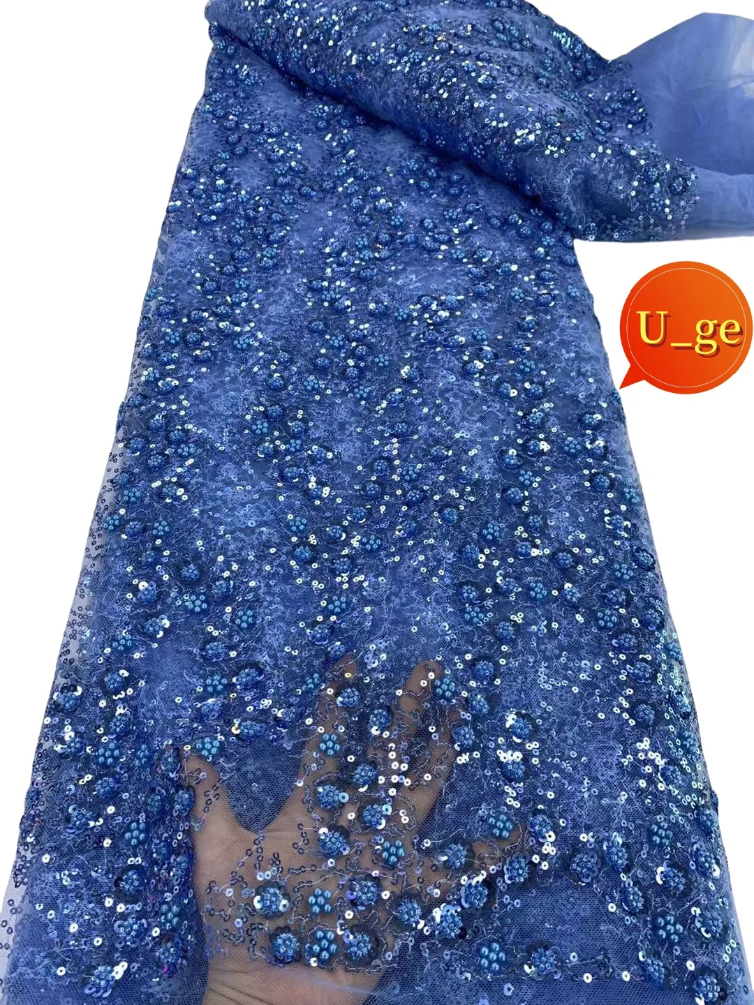 

2024 Latest Best Quality Elegante Delicate Soft Sequin Tulle lace with Nice Beads Fabric For Party Evening Dress U_GE1198