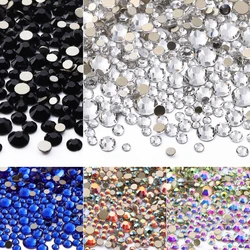 1440Pcs/Pack Blue Moonlight Glass Flatback Rhinestone High Quality Glitter Golden Bottom Stones Glue on Diamond for Nail Art