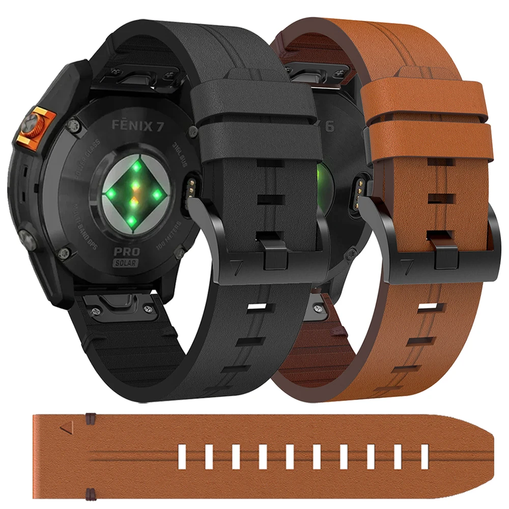 جلد طبيعي 22 مللي متر 26 مللي متر QuickFit العصابات ل Garmin Fenix 7 7X E 8 6X 6 Pro 5 5X Quatix 8 47 مللي متر 51 مللي متر/Enduro2 3/Epix pro حزام الساعات