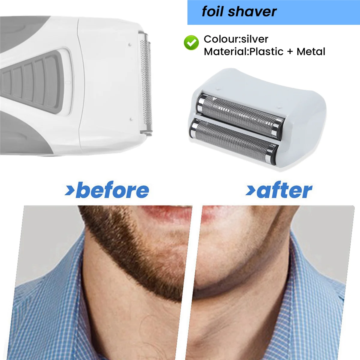 HOT Shaver Replacement Foil and Cutters for Andis 17150 17200 Washable 3D Intelligent Floating Shaving Blade Silver