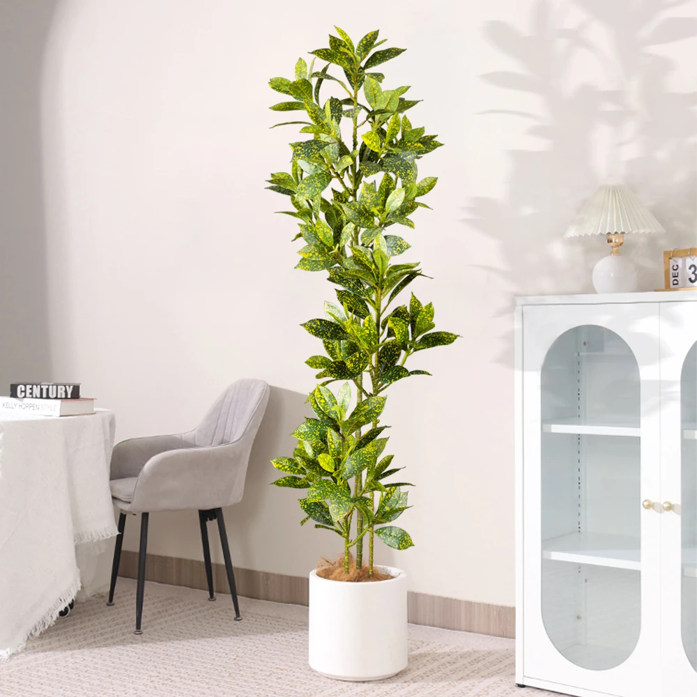78/117cm  Artificial Banyan Fake Plastic Rubber Branch Real Touch Sprinkle Golden Magnolia Leaves For Home Office Garden Decor