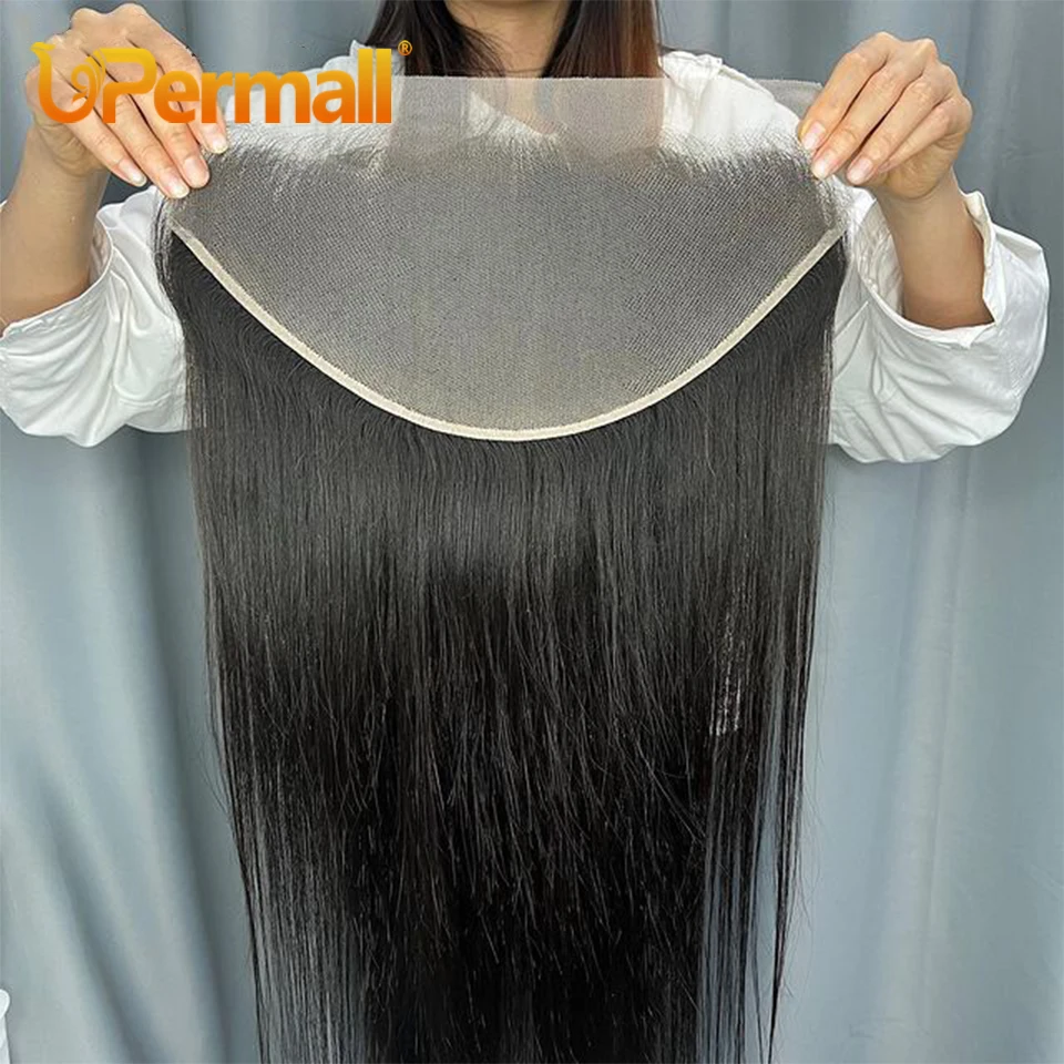 Upermall 30 28 26 pulgadas Real HD 13x6 encaje Frontal recto cuerpo ondulado Pre desplumado suizo transparente frente completo solo 100% cabello humano