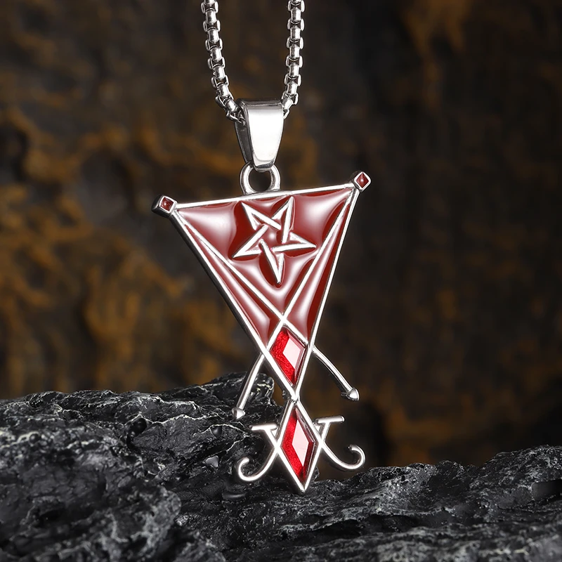 European and American Exquisite Gem-Set Epoxy Necklace Lucifer Mark Men's and Women's Accessories Pendant