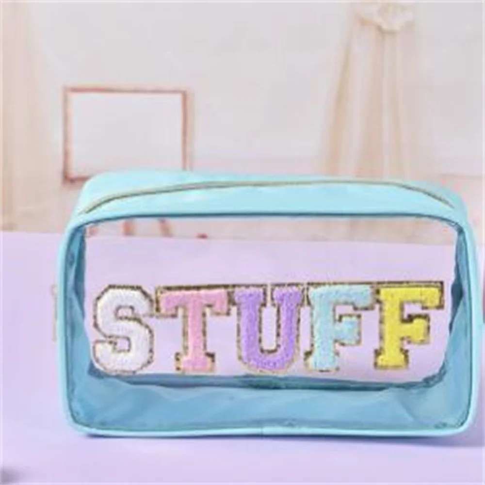 Beauty Bag wasserdichte und transparente PVC bestickte Brief Make-up Tasche mit großer Kapazität, bequeme Aufbewahrung tasche für Reisen a