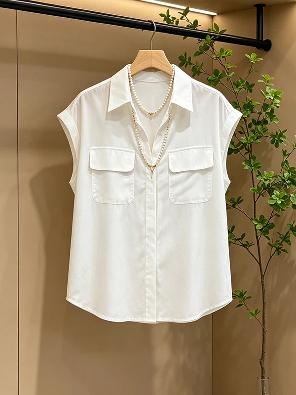 

Loose Korean Style Women's Shirt Summer New Casual Breathable Short Sleeve Turn-down Collar Cover-up Top Comfortable Fashion
