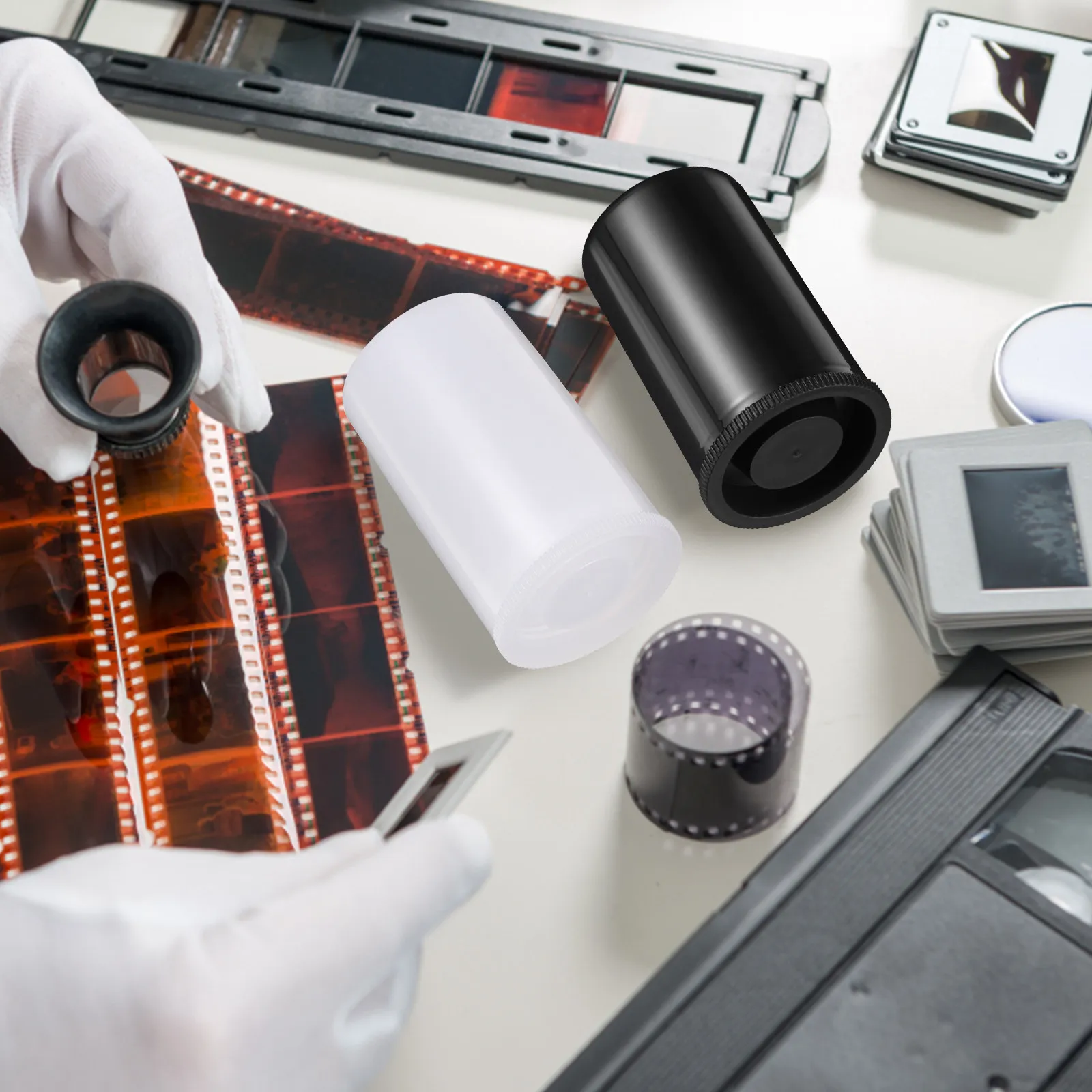 20Pcs Film Canisters Black Pe Material Reusable Empty Camera Reel Storage Case Portable Small Plastic Containers