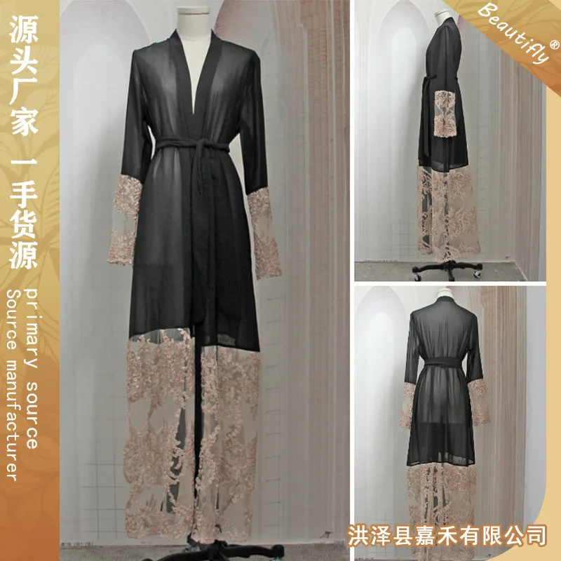 

Factory Direct Sales Middle East Foreign Trade Fashion Mesh Embroidery Muslim Simple Elegant Long Women'S Long