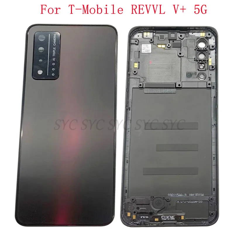 Battery Cover Rear Door Case Housing For T-Mobile REVVL V+ 5G Back Cover with Camera Lens Logo Repair Parts