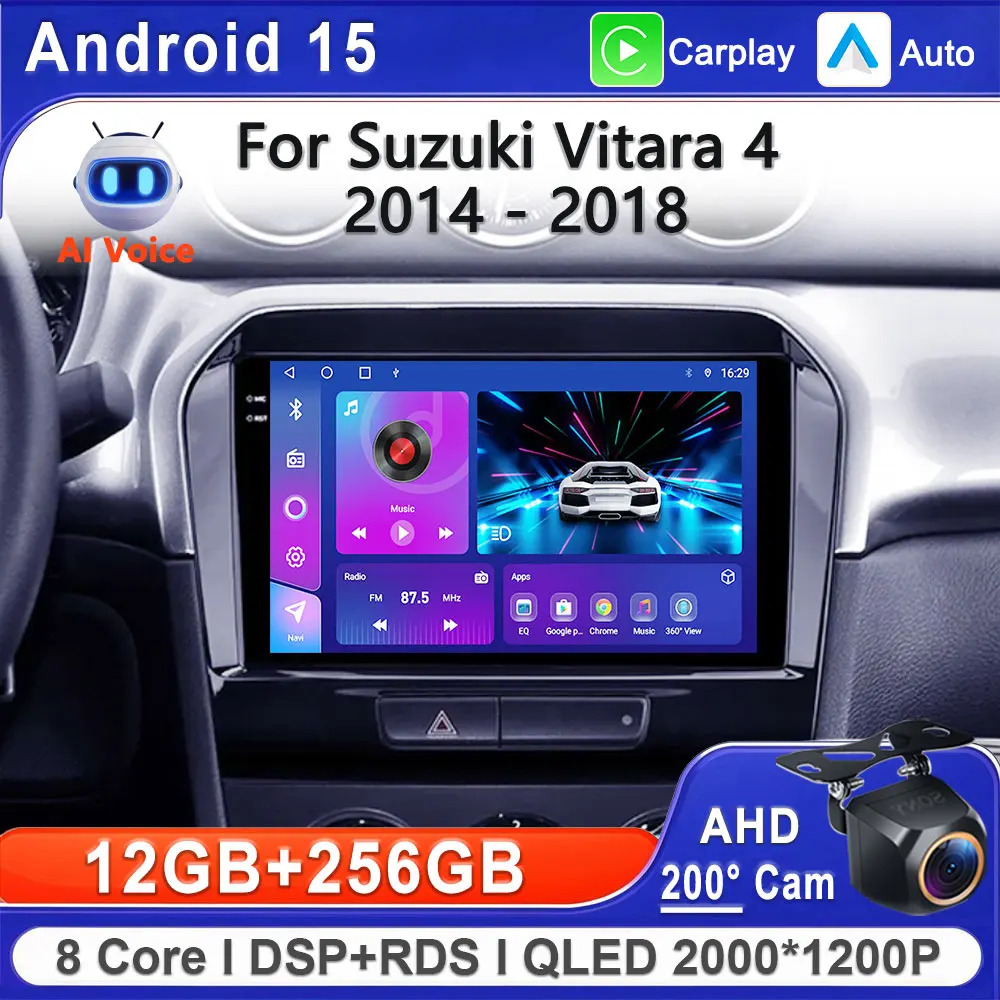 أندرويد 15 2K Incell شاشة الوسائط المتعددة لسوزوكي فيتارا 4 2014 - 2018 وحدة رأس ستيريو نظام تحديد المواقع والملاحة عالية الأداء واي فاي