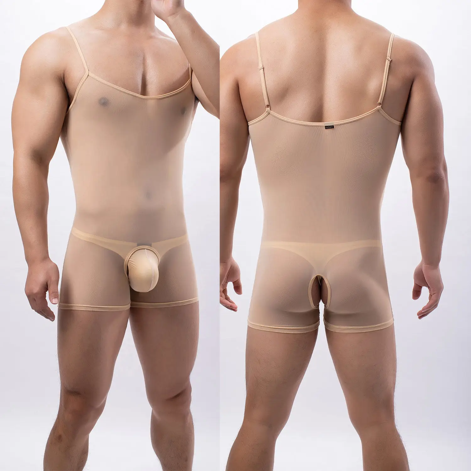 Summer Men's Sling One-Piece Mesh Vest See-through Penis Hole Panties Men's Sexy Lingerie Nightclub Gay Sissy Panties Long Johns
