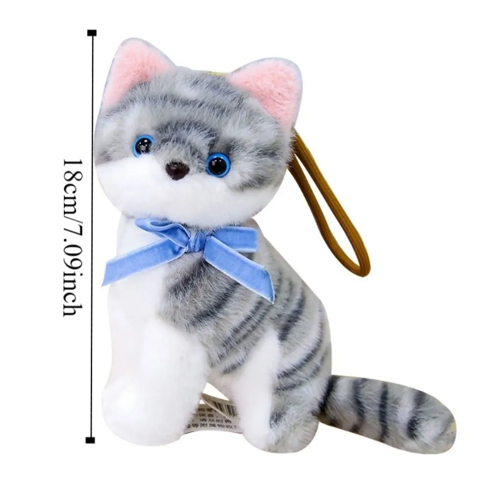 Stuffed Animal Keyring PP Cotton Small Cat Keychain Lifelike Fluffy Cat Bag Pendant Ornaments Hanging Simulated Cat Friend view 6