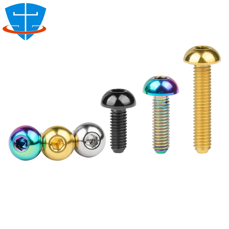 

5x GR5 Ti Bolt M3 M4 M5 M6 M8 Titanium Alloy Hexagon Socket Button Head Screws Round Head Allen Refit Screw for Motorcycle Car