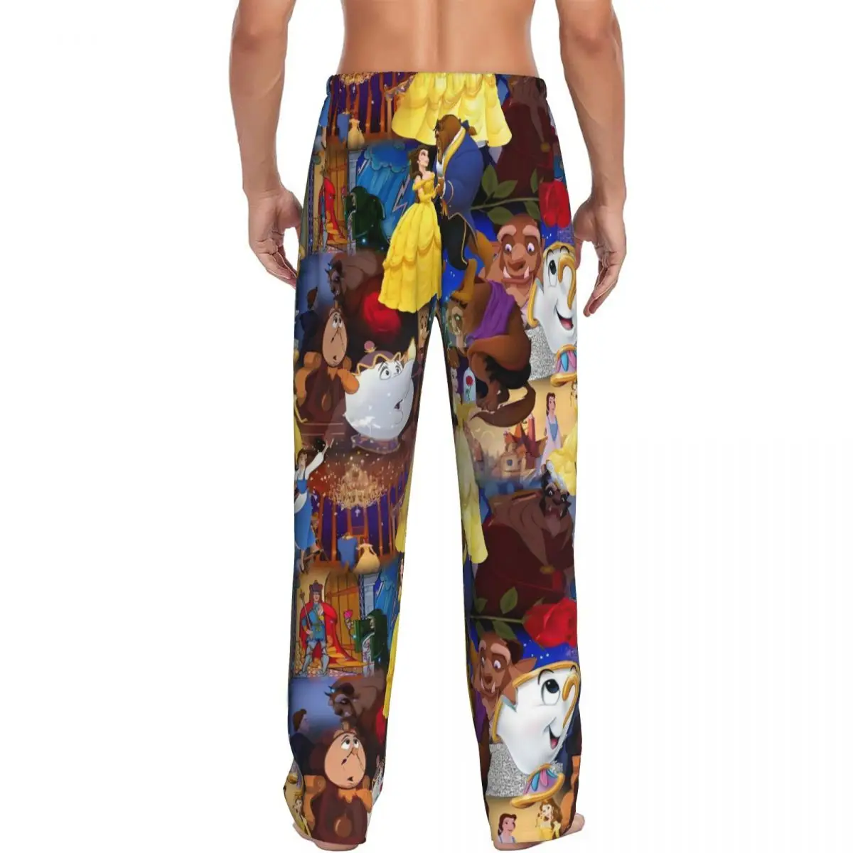 Custom Beauty And The Beast Pajama Pants Men's Musical Fantasy Film Lounge Sleep Drawstring Sleepwear Bottoms with Pockets