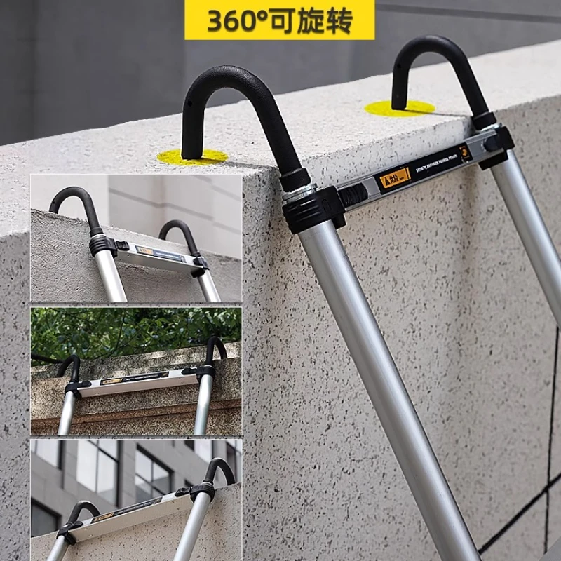 Telescopic single-sided household folding lift staircase thickened portable ladder aluminum alloy engineering ladder