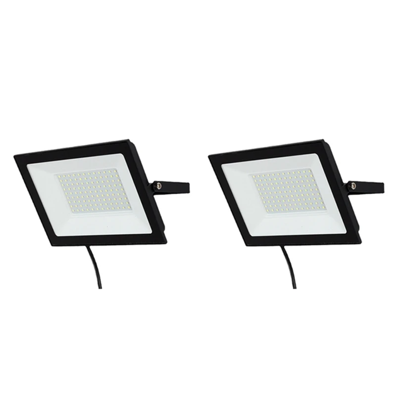 

US Plug, 2Pcs Flood Lights Outdoor, 100W LED Work Light, Waterproof Exterior Security Lights, Outside Floodlights, 6500K