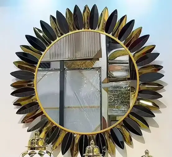 Factory Luxury Geometric Decorative Wall Mirror Art Design Style Wrought Iron Creative Decorative Mirror Dropshipping DDP