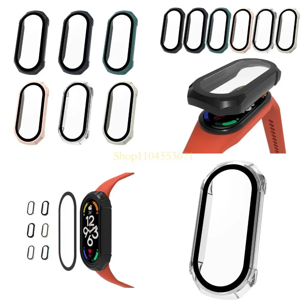 

Best Seller 2 in 1 Screen Tempered Film + for Case for Mi Band 7 Bumper One-piece Housing