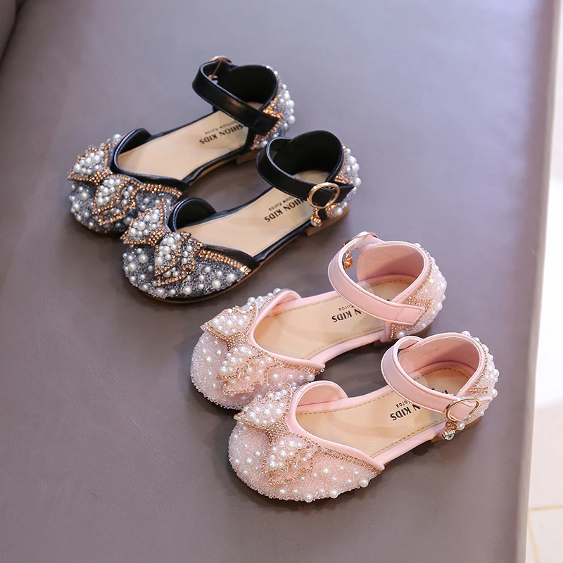 Summer Girls Flat Princess Sandals Fashion Sequins Bow Rhinestone Baby Shoes Kids Shoes For Party Wedding Party Sandals