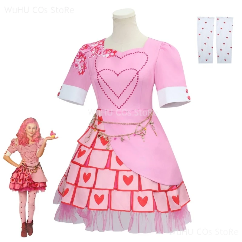 Meninas vestidos crianças d-descendentes 4 vermelho cosplay traje filme vestido de princesa peruca rosa lolita vestido halloween carnaval vestir-se