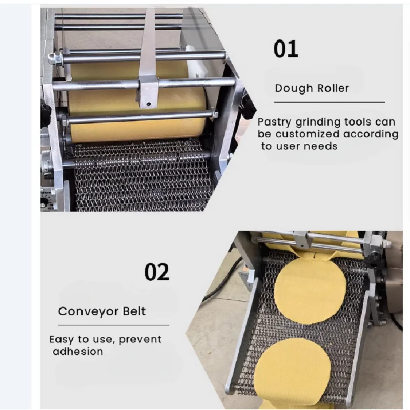 ماكينة تصنيع رقائق التورتيلا الدقيق الأوتوماتيكية ماكينة التاكو للخبز المسطح ماكينة صنع التورتيلا الكهربائية