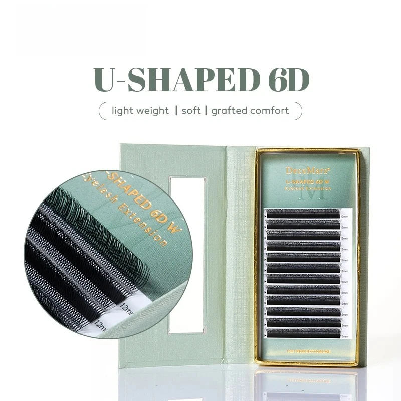 U-shaped 6D Eyelash Extension Grafted Eyelashes Natural Dense Non-scattered Double Layer (12 Lines/tray)