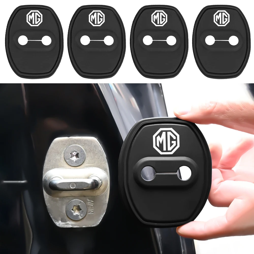 

4Pcs Silicon Emblem Car Door Lock cover Protective Buckle Cover Sticker For Morris Garages MG GT HECTOR Pilot EHS 3SW 350 RX5 EV