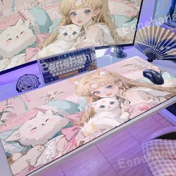XXL Office Computer Lockedge Desk Mat S-Sailor M-Moon Mouse pad Table Keyboard Big Pink Black Pad Laptop Cushion Girls Bedroom